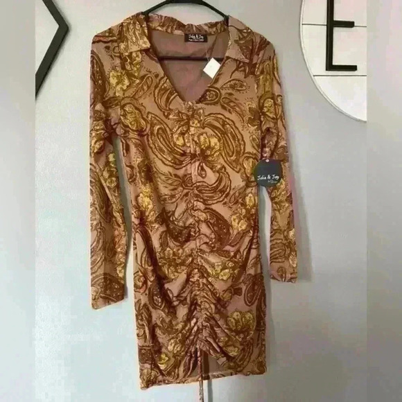 💚 New With Tags Large Mesh Boho Long Sleeve Dress - Picture 2 of 9